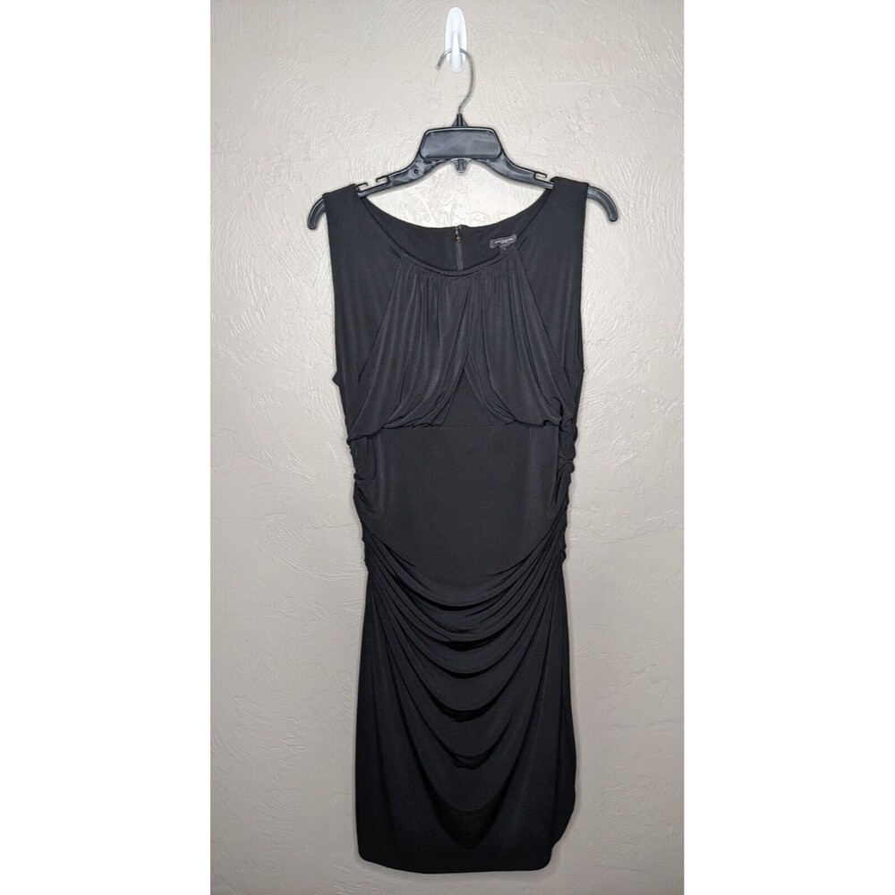 Ann Taylor Womens 14 Black Ruched Slimming Sleeveless Fitted LBD Heavy Dress